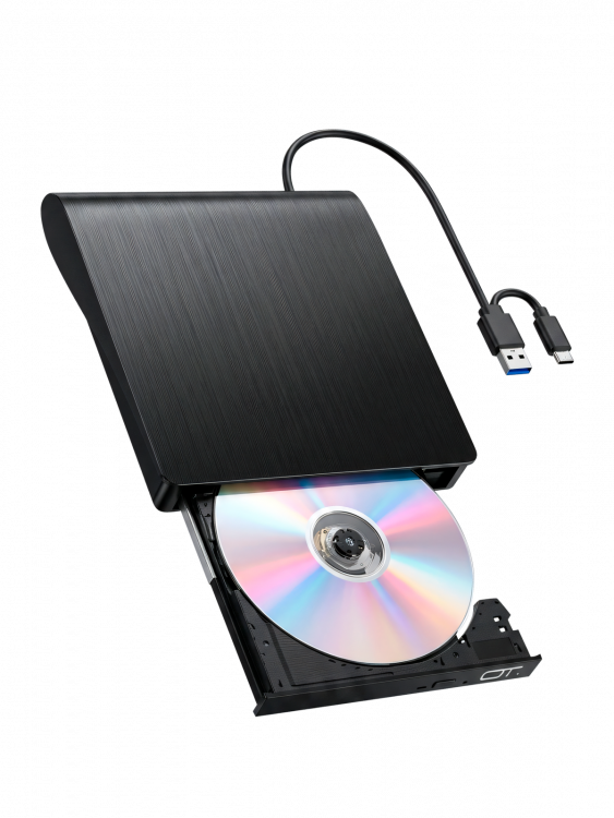 Внешний дисковод для ноутбука и ПК USB 3.0 / Type-C CD-RW, DVD-RW Орбита OT-PCA03